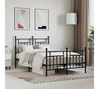 (black, 120 x 200 cm/with headboard & footboard) vidaXL Metal Bed Frame Bedroom Bed Base Bedstead Metal Matress Foundation