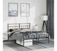 Metal Bed Frame with Headboard and Footboard Black 135x190 cm Double vidaXL