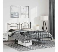(black, 135 x 190/with headboard & footboard) vidaXL Metal Bed Frame Bedroom Platform Bed Base Bedstead Mattress Foundation