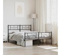 vidaXL Metal Bed Frame without Mattress with Footboard Black 135x190cm