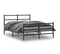 vidaXL Metal Bed Frame with Headboard and FootboardÂ Black 135x190 cm Double