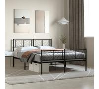 vidaXL Metal Bed Frame without Mattress with Footboard Black 140x190cm