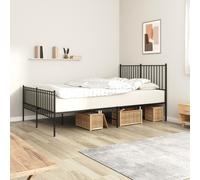 vidaXL Metal Bed Frame without Mattress with Footboard Black 140x190cm