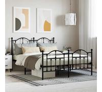 (black, 140 x 190/with headboard & footboard) vidaXL Metal Bed Frame Bedroom Platform Bed Base Bedstead Mattress Foundation