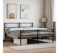 vidaXL Metal Bed Frame without Mattress with Footboard Black 140x190cm