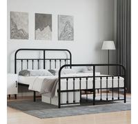 vidaXL Metal Bed Frame without Mattress with Footboard Black 140x200cm