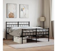 vidaXL Metal Bed Frame without Mattress with Footboard Black 140x200cm