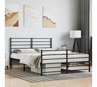 (black, 140 x 200 cm/with headboard & footboard) vidaXL Metal Bed Frame with Headboard Bed Base Mattress Foundation Bedstead