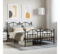 (black, 140 x 200/with headboard & footboard) vidaXL Metal Bed Frame Bedroom Platform Bed Base Bedstead Mattress Foundation