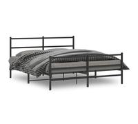 vidaXL Metal Bed Frame with Headboard and Footboard Black 150x200 cm King Size