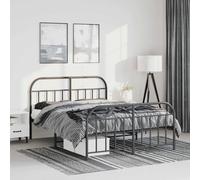 (black, 150 x 200/with headboard & footboard) vidaXL Metal Bed Frame Bedroom Bed Base Bedstead Metal Matress Foundation