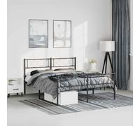 vidaXL Metal Bed Frame without Mattress with Footboard Black 150x200cm