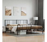 vidaXL Metal Bed Frame without Mattress with Footboard Black 180x200cm