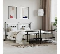 vidaXL Metal Bed Frame without Mattress with Footboard Black 180x200cm