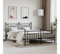 vidaXL Metal Bed Frame with Headboard and Footboard Black 180x200 cm (353559), Black