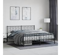 (black, 183 x 213 cm/ with headboard & footboard) vidaXL Metal Bed Frame with Headboard Mattress Foundation Black 80x200 cm