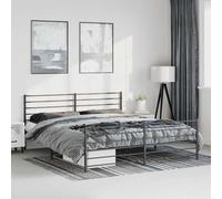 vidaXL Metal Bed Frame without Mattress with Footboard Black 183x213cm