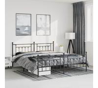 vidaXL Metal Bed Frame with Headboard and Footboard Black 183x213 cm UK NEW