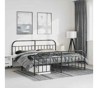 vidaXL Metal Bed Frame without Mattress with Footboard Black 183x213cm