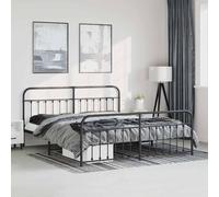 vidaXL Metal Bed Frame without Mattress with Footboard Black 183x213cm