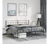 (black, 183 x 213 cm/with headboard & footboard) vidaXL Metal Bed Frame Bedroom Platform Bed Base Bedstead Mattress Foundation
