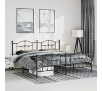 Vidaxl Metal Bed Frame Without Mattress With Footboard Black 193X203 Cm, Black