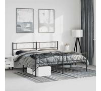 Svvalka Metal Bed Frame without Mattress with Footboard Black 193x203cm