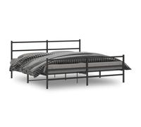 vidaXL Metal Bed Frame with Headboard and Footboard Bed BaseÂ Black 193x203 cm