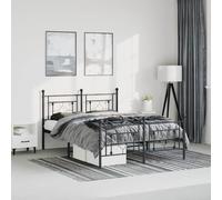 (black, 193 x 203 cm/with headboard & footboard) vidaXL Metal Bed Frame Home Bedroom Bed Base Mattress Foundation Bedstead