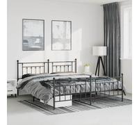 vidaXL Metal Bed Frame without Mattress with Footboard Black 193x203cm