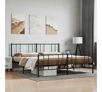 (black, 193 x 203 cm/with headboard & footboard) vidaXL Metal Bed Frame with Headboard Bed Base Mattress Foundation Bedstead