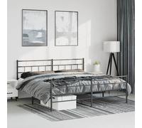 vidaXL Metal Bed Frame without Mattress with Footboard Black 193x203cm