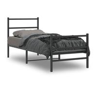 vidaXL Metal Bed Frame with Headboard & Footboard Black 75x190 cm Small Single