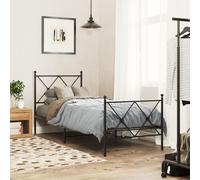 vidaXL Metal Bed Frame without Mattress with Footboard Black 75x190cm