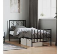 (black, 75 x 190 cm/ with headboard & footboard) vidaXL Metal Bed Frame with Headboard Mattress Foundation Black 80x200 cm