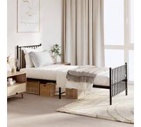 vidaXL Metal Bed Frame without Mattress with Footboard Black 80x200cm