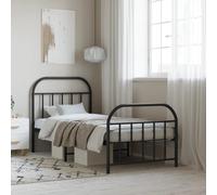 Vidaxl Metal Bed Frame Without Mattress With Footboard Black 90X190Cm