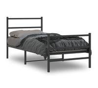 vidaXL Metal Bed Frame with Headboard and Footboard Black 90x190 cm Single