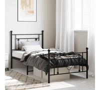 vidaXL Metal Bed Frame without Mattress with Footboard Black 90x190cm