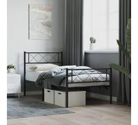 vidaXL Metal Bed Frame without Mattress with Footboard Black 90x190cm
