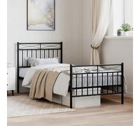 vidaXL Metal Bed Frame without Mattress with Footboard Black 90x200cm