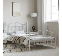 Vidaxl Metal Bed Frame Without Mattress With Footboard White 100X200 Cm, White
