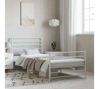 (white, 100 x 200 cm/with headboard & footboard) vidaXL Metal Bed Frame with Headboard Bed Base Mattress Foundation Bedstead