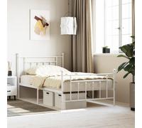 (white, 107 x 203 cm/with headboard & footboard) vidaXL Metal Bed Frame Bedroom Bed Base Bedstead Metal Matress Foundation