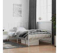 vidaXL Metal Bed Frame without Mattress with Footboard White 107x203cm