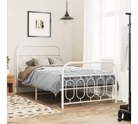 Metal Bed Frame with Headboard and Footboard Base White 107x203 cm vidaXL