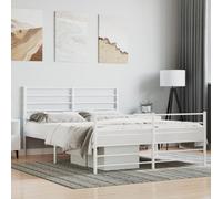 vidaXL Metal Bed Frame & Headboard & Footboard White 120x190cm 4FT UK NEW