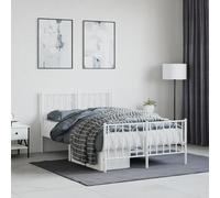 vidaXL Metal Bed Frame without Mattress with Footboard White 120x190cm