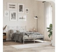Metal Bed Frame with Headboard and Footboard Base White 120x200 cm vidaXL