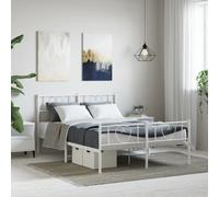 vidaXL Metal Bed Frame without Mattress with Footboard White 120x200cm
